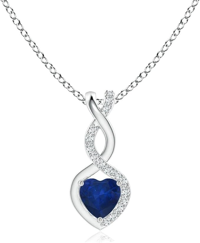 Angara Natural Blue Sapphire Infinity Heart Pendant Necklace in Sterling Silver for Women, Girls with 18" Chain | September Birthstone Jewelry Gift for Her | Wedding